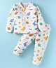 Mini Donuts Cotton Knit Full Sleeves Dino Printed T-Shirt & Joggers Set - Off White