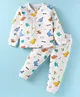 Mini Donuts Cotton Knit Full Sleeves Dino Printed T-Shirt & Joggers Set - Off White