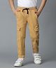 Tales & Stories Cotton Woven Ankle Length Jogger Fit Solid Trousers - Khaki