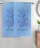 FABINALIV Set of 2 Blue Floral 300 GSM Cotton Kids Bath Towels (110X60 cm)
