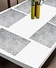 FABINALIV Set of 6 Silver Floral Textured PVC Table Mats (45X30 cm)