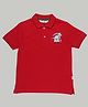 SpyBy Cotton Half Sleeves Dinosaur Printed Polo T Shirt -  Red
