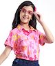 Pine Kids Woven Half Sleeves Floral Printed Top - Pink