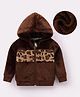 Kookie Kids Full Sleeves Hooded  Winter Fur Jacket with Leopard Theme Design - Brown