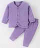 Mom's pet Cotton Full Sleeves Solid Ribbed Thermal Set - Purple