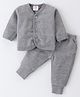 Mom's pet Cotton Full Sleeves Solid Ribbed Thermal Set - Grey Melange