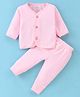 Mom's pet Cotton Full Sleeves Solid Ribbed Thermal Set - Light Pink
