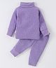 Mom's pet Cotton  Full Sleeves Solid Ribbed Thermal Set - Purple