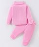 Mom's pet Cotton Full Sleeves Solid Ribbed Thermal Set - Light Pink