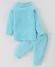 Mom's pet Cotton Full Sleeves Solid Ribbed Thermal Set - Light Blue