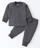 Mom's pet Cotton Full Sleeves Solid Ribbed Thermal Set - Dark Melange