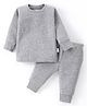 Mom's pet Cotton Full Sleeves Solid Ribbed Thermal Set - Grey Melange