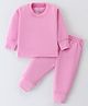 Mom's pet Cotton Full Sleeves Solid Ribbed Thermal Set - Light Pink
