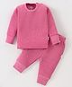 Mom's pet Cotton Full Sleeves Solid Ribbed Thermal Set - Fuchsia