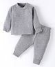 Mom's pet Cotton Full Sleeves Solid Ribbed Thermal Set - Grey Melange