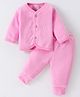 Mom's pet Cotton Full Sleeves Solid Coordinating Thermal Set - Pink
