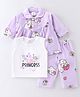 Mom's pet Full Sleeves Little Princess Text & Bunnies Printed Tee With Coordinating Pant & Jacket - Purple