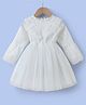 Kookie Kids Full Sleeves Party Frock with Lace & Frill Detailing - White