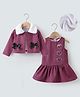 Kookie Kids Full Sleeves Check Shrug with Frock Bow Applique & Beads Detailing - Red