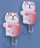 Self adhesive Hook Sitting Cat Shape Pack Of 2 - Peach 