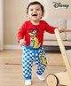 Babyhug Disney Interlock Knit Full Sleeves Onesie & Diaper Leggings with Pluto Graphic - Red & Blue