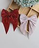 Tia Hair Accessories Set Of 2 Shimmer Bow Detailed Alligator Hair Clips - Red & Baby Pink