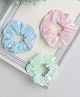 Tia Hair Accessories Set Of 3 Shiny Scrunchies - Lemon Green Light Blue & Baby Pink