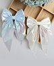 Tia Hair Accessories Set Of 2 Shiny Bow Detailed Alligator Hair Clips - Light Blue & Cream