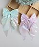 Tia Hair Accessories Set Of 2 Shiny Bow Detailed Alligator Hair Clips - Lavender & Aqua Green