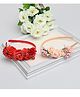 Tia Hair Accessories Set Of 2 Rose Detailed Hair Bands - Red & Peach