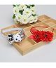 Tia Hair Accessories Set Of 2 Bow & Flower Embellished Hair Bands - Silver & Red