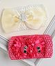 Tia Hair Accessories Set Of 2 Floral & Bow Detaild Headbands - Dark Pink & Cream