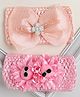 Tia Hair Accessories Set Of 2 Floral & Bow Detailed Headbands - Baby Pink & Peach