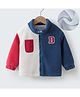 Kookie Kids Full Sleeves Colour Block Cut & Sew Sweatjacket with Text Design - Red & Blue