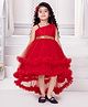Ministitch Net Sleeveless Sequin Embellished High Low Dress - Red
