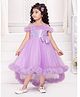 Ministitch Net Off Shoulder Sequin Embellished Bodice High Low Party Dress - Lavender