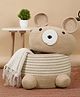 FABINALIV Beige Cartoon Design Cotton Multi Purpose Organiser with Lid