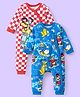 Babyhug Disney Interlock Knit Full Sleeves Rompers with Mickey Mouse & Friends Graphics Pack of 2 - Red & Blue