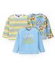 Babyhug Cotton Knit Full Sleeves T-Shirt with Animal & Text Print Pack of 3 - Green & Blue