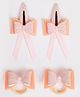 Ribbon candy 1 Pair Of Bow Detailed Hair Clips & 1 Pair Of Matching Rubber Bands - Peach