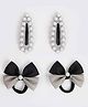 Ribbon candy 1 Pair Of Pearl Embellished Tic Tac Hair Clips & 1 Pair Of Bow Detailed Rubber Bands - Multi Colour