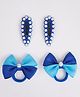 Ribbon candy 1 Pair Of Pearl Embellished Tic Tac Hair Clips & 1 Pair Of Bow Detailed Rubber Bands -  Blue