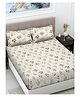 FABINALIV Multicolor Floral 300 TC Cotton Blend King Size Double Bedsheet with 2 Pillow Covers