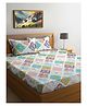 FABINALIV Multicolor Geometric 300 TC Cotton Blend King Size Double Bedsheet with 2 Pillow Covers