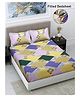FABINALIV Multicolor Geometric 300 TC Cotton Blend King Size Fitted Double Bedsheet with 2 Pillow Covers