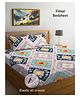 FABINALIV Multicolor Geometric 300 TC Cotton Blend King Size Fitted Double Bedsheet with 2 Pillow Covers