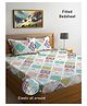 FABINALIV Multicolor Geometric 300 TC Cotton Blend King Size Fitted Double Bedsheet with 2 Pillow Covers