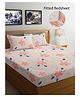 FABINALIV Multicolor Floral 300 TC Cotton Blend King Size Fitted Double Bedsheet with 2 Pillow Covers