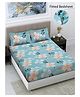 FABINALIV Multicolor Floral 300 TC Cotton Blend King Size Fitted Double Bedsheet with 2 Pillow Covers