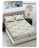 FABINALIV Multicolor Floral 300 TC Cotton Blend King Size Fitted Double Bedsheet with 2 Pillow Covers